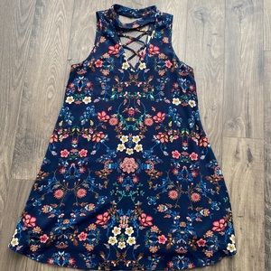 Blue Floral Print Dress
